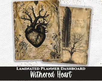 Withered Heart Laminated Planner Dashboard | Happy Planner, TUL, Ring Planner Divider | A5 B6 Personal Pocket Journal Insert