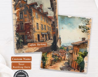 Tuscan Streets Personalized Planner Dashboard | Happy Planner, TUL, Ring Planner | Vintage Custom Name Laminated Divider 058