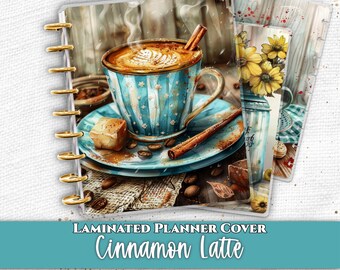 Cinnamon Latte Laminated Planner Cover Set | Happy Planner & TUL | Cozy Coffeehouse Discbound Journal Accessories