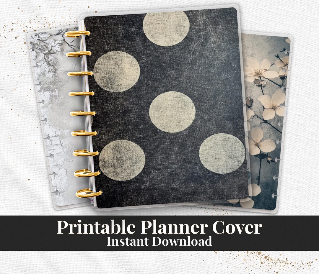 Minimal Polka Dot Discbound Planner Cover Set Printable PDF for Happy ...