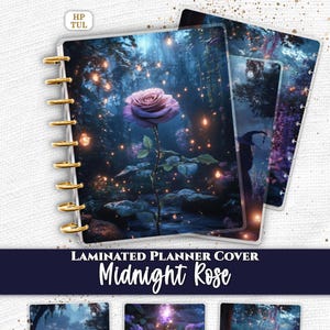Laminated Planner Cover Set | Happy Planner and TUL | Midnight Enchanted Rose, Mystic Forest Glow | Disc Bound Notebook