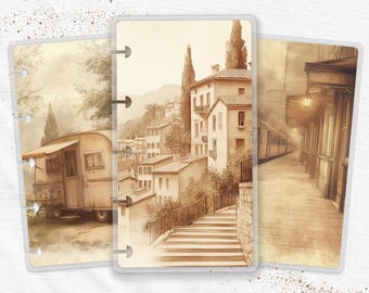 Juego de marcapáginas de viaje vintage laminados para agenda Happy Planner y cuaderno de anillas TUL.