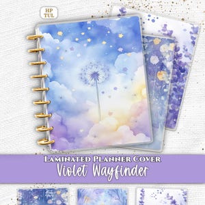 Laminated Planner Cover Set | Happy Planner and TUL | Celestial Dandelion Dreamscape | Discbound Journal Accessory