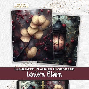Laminated Planner Dashboard | Fits Happy Planner and TUL | Discbound Divider Insert | Dark Botanical Lantern
