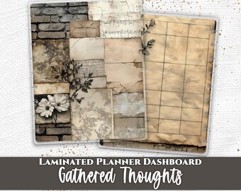 Vintage Collage Planner Dashboard | Happy Planner, TUL, Ring Planner | Laminated Discbound Insert | Botanical Ephemera Texture