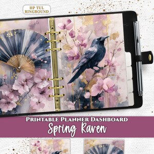 Raven Blossom Planner Dashboard Divider PDF Digital Download Printable für Happy Planner A5 A6 Pocket TUL US Letter A4
