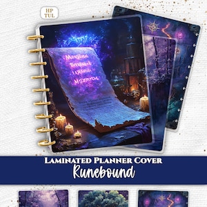 Laminated Planner Cover Set | Happy Planner and TUL | Magical Scroll, Enchanted Tree, Fantasy Map | Discbound Dashboard