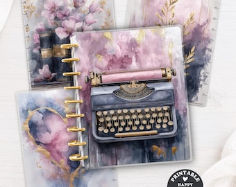 Vintage Typewriter Planner Cover Printable PDF for Happy Planner TUL Erin Condren Cover A4 US Letter Instant Download 013
