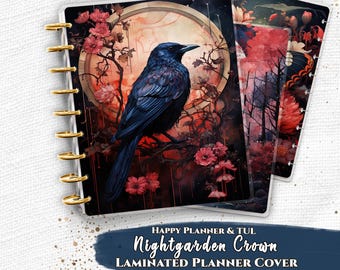 Laminated Planner Cover Set | Happy Planner and TUL | Raven Moon Floral | Witchy Gothic Aesthetic