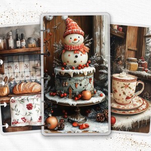 スノーマンケーキの印刷可能なブックマーク（PDF）Happy Planner TUL ディスクバウンドプランナー用挿入ページマーカー A4 US レターサイズ デジタルダウンロード