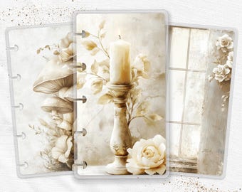 Juego de marcapáginas vintage neutros laminados para agendas Happy Planner y cuadernos de anillas TUL.