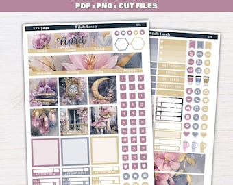 Wildly Lovely Monthly Sticker Kit for Classic Happy Planner | Vintage Printable PDF PNG Cut Files | Instant Download | Set 016