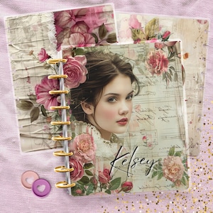 Custom Name Classic Happy Planner Cover, Vintage Mini Journal Accessory, Disc Bound TUL Junior, EC Spiral Notebook Insert, Gift for Her