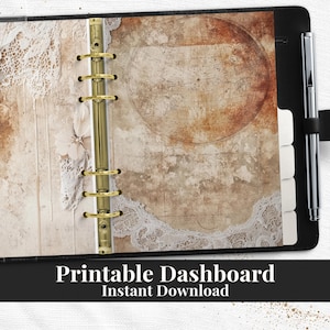 Antique World Map Planner Dashboard Divider PDF for Happy Planner A5 A6 Pocket Half Letter in US Letter and A4 Instant Download