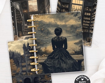 Gothic Woman Printable Planner Cover PDF for Happy Planner TUL Discbound Erin Condren 7x9 A4 US Letter Instant Download 004