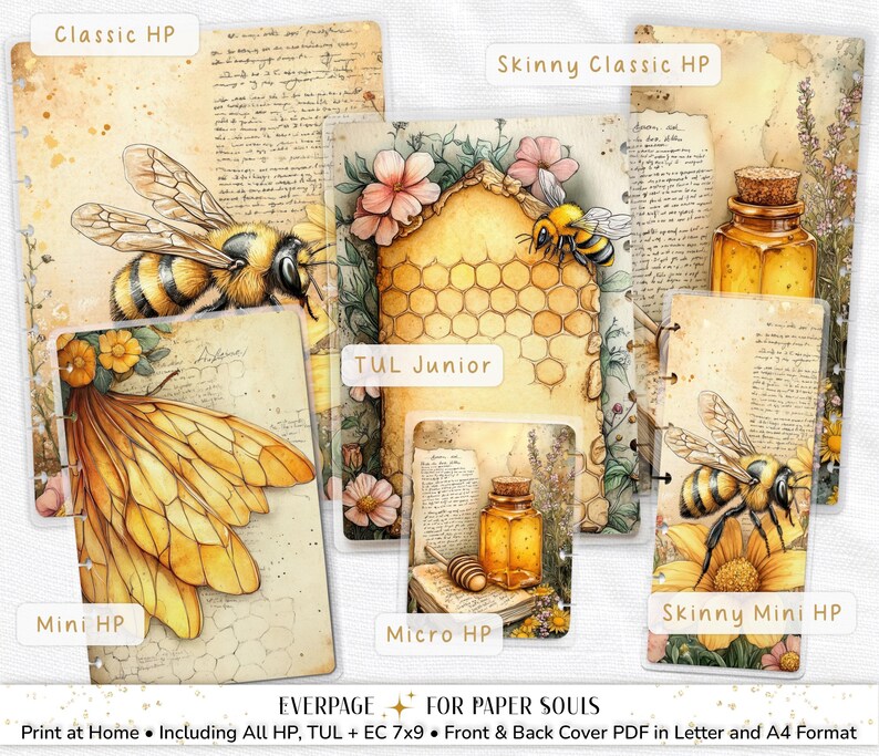 Bee & Bloom Planner Cover Printable PDF for Happy Planner TUL Erin ...