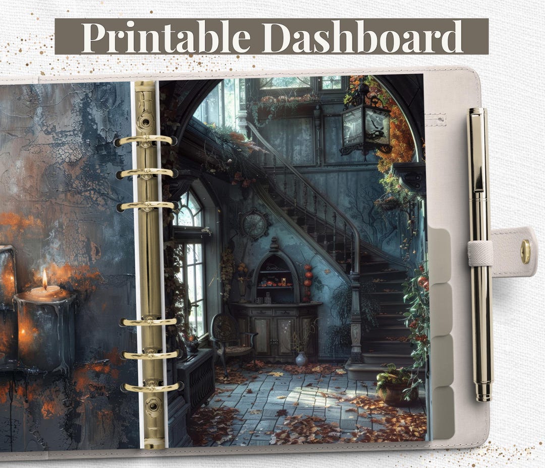 Gothic Autumn Staircase Planner Dashboard Divider PDF for Happy Planner ...
