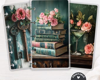 Rose Library Printable Bookmark Set for Happy Planner and TUL Discbound, Vintage Planner Insert Page Marker PDF Digital Download 154