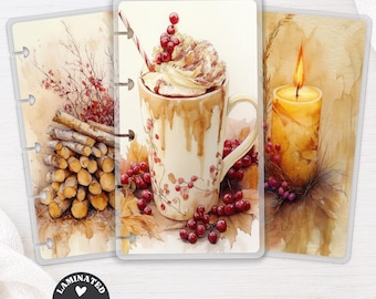 Cranberry Cocoa Planner Bookmark Set, Laminated Page Marker for Happy Planner Tul Discbound, Autumn Journal Insert 151