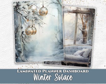 Laminated Planner Dashboard | Fits Happy Planner and TUL | Discbound Divider Insert | Winter Parchment Aesthetic