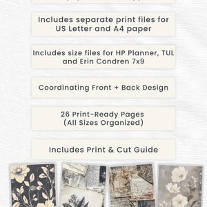 Vintage Botanical Planner Cover Printable PDF for Happy Planner TUL Erin Condren 7x9 A4 US Letter Instant Download image 3