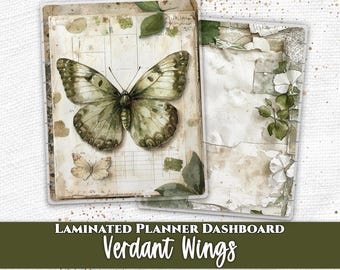 Laminated Planner Dashboard | Fits Happy Planner and TUL | Discbound Divider Insert | Vintage Butterfly Ephemera Aesthetic