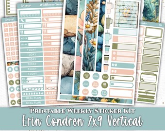 Wildflower Wander Weekly Planner Stickers for Erin Condren 7x9 Vertical | Printable PDF PNG Cut Files | Instant Download | Set 006