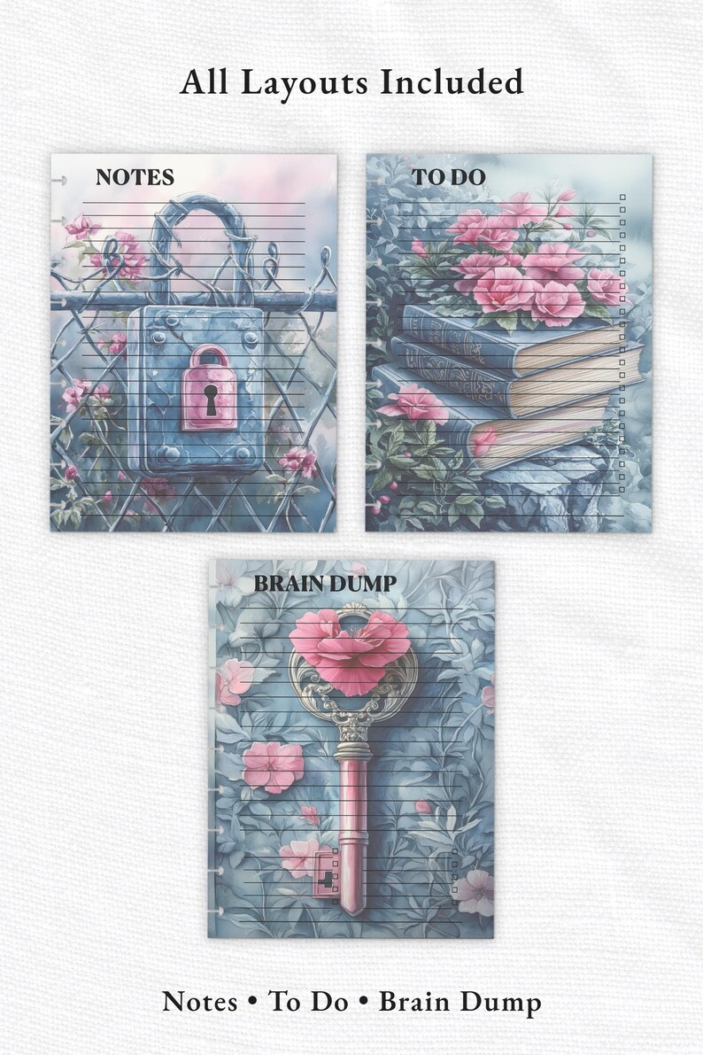 Vintage Key Floral Planner Inserts Printable PDF for Classic Happy ...