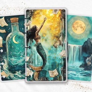 Marcapáginas imprimibles de sirenas del océano en PDF para Happy Planner TUL Discbound Planner. Marcapáginas para insertar en agenda A4 US Letter. Descarga digital.