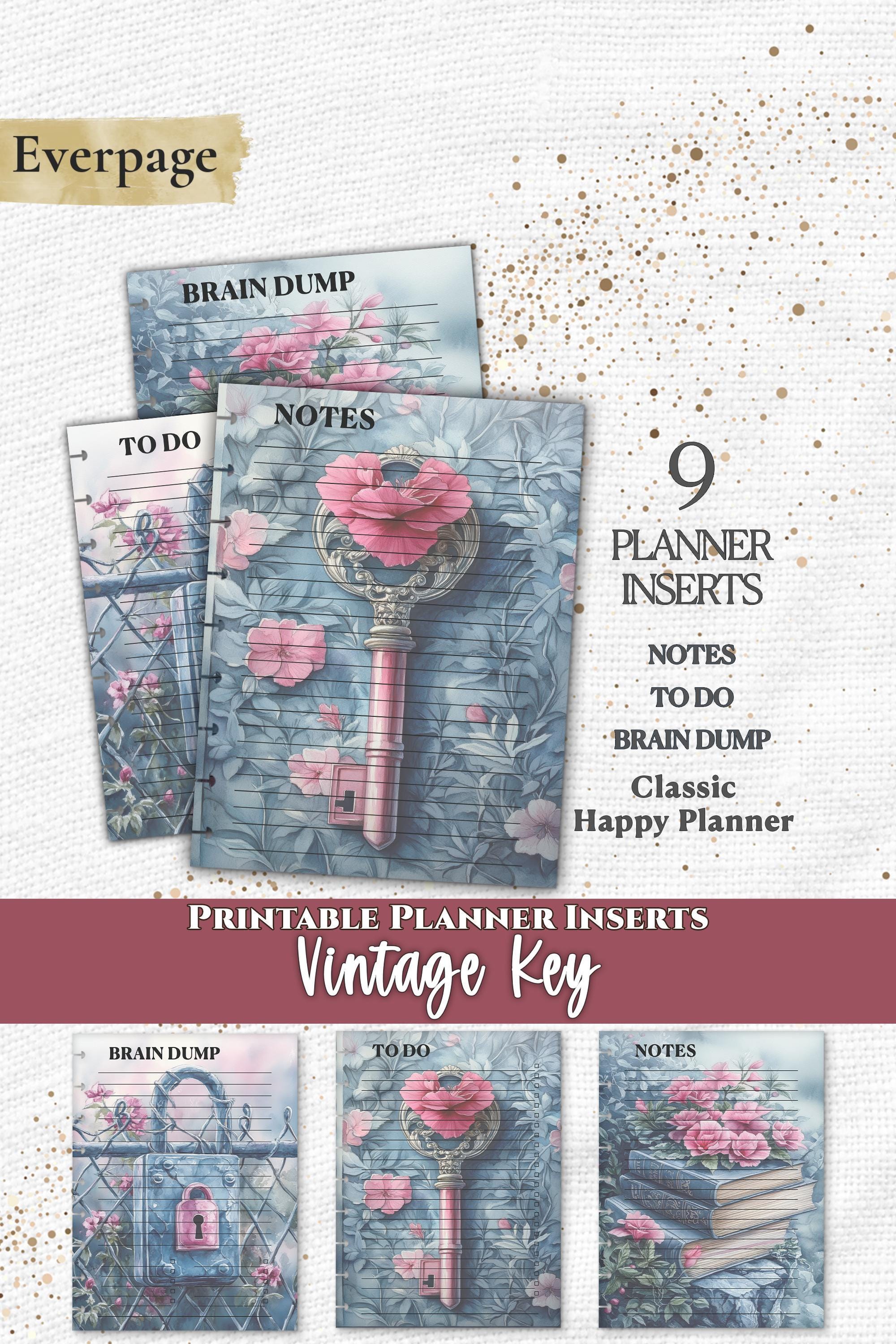 Vintage Key Floral Planner Inserts Printable PDF for Classic Happy ...