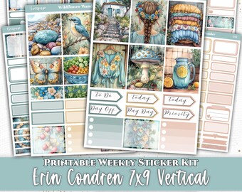 Wildflower Wander Weekly Planner Stickers for Erin Condren 7x9 Vertical | Printable PDF PNG Cut Files | Instant Download | Set 012