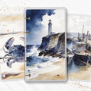 Coastal Lighthouse Printable Bookmarks PDF for Happy Planner TUL Discbound Planner Insert Page Marker A4 US Letter Digital Download
