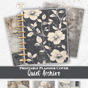 Vintage Botanical Planner Cover Printable PDF for Happy Planner TUL Erin Condren 7x9 A4 US Letter Instant Download image 1