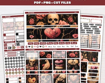 Never Ending Printable Monthly Sticker Kit for Erin Condren 7x9 Vertical Planner | PDF PNG Cut Files | Instant Download | Set 004