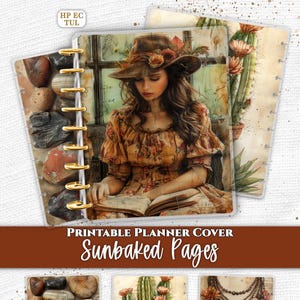 Vintage Reader Portrait Discbound Planner Cover Set Printable PDF for Happy Planner TUL Erin Condren 7x9 A4 US Letter Instant Download