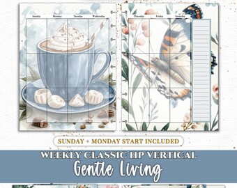 Gentle Living Weekly Classic Happy Planner Printable Inserts, Undated Schedule Organizer, US A4 PDF, Sunday & Monday Start