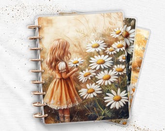 Juego de portadas de agenda laminadas / Encuadernado con disco / Happy Planner y TUL / Ilustración infantil de Daisy Meadow