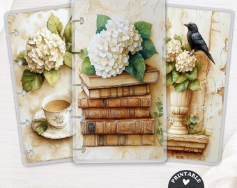 Hydrangea Books Printable Bookmark Set for Happy Planner and TUL Discbound, Vintage Planner Insert Page Marker PDF Digital Download 147