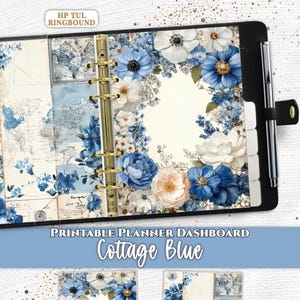 Blue Floral Map Planner Dashboard Divider PDF Digital Download Printable for Happy Planner A5 A6 Pocket TUL US Letter A4