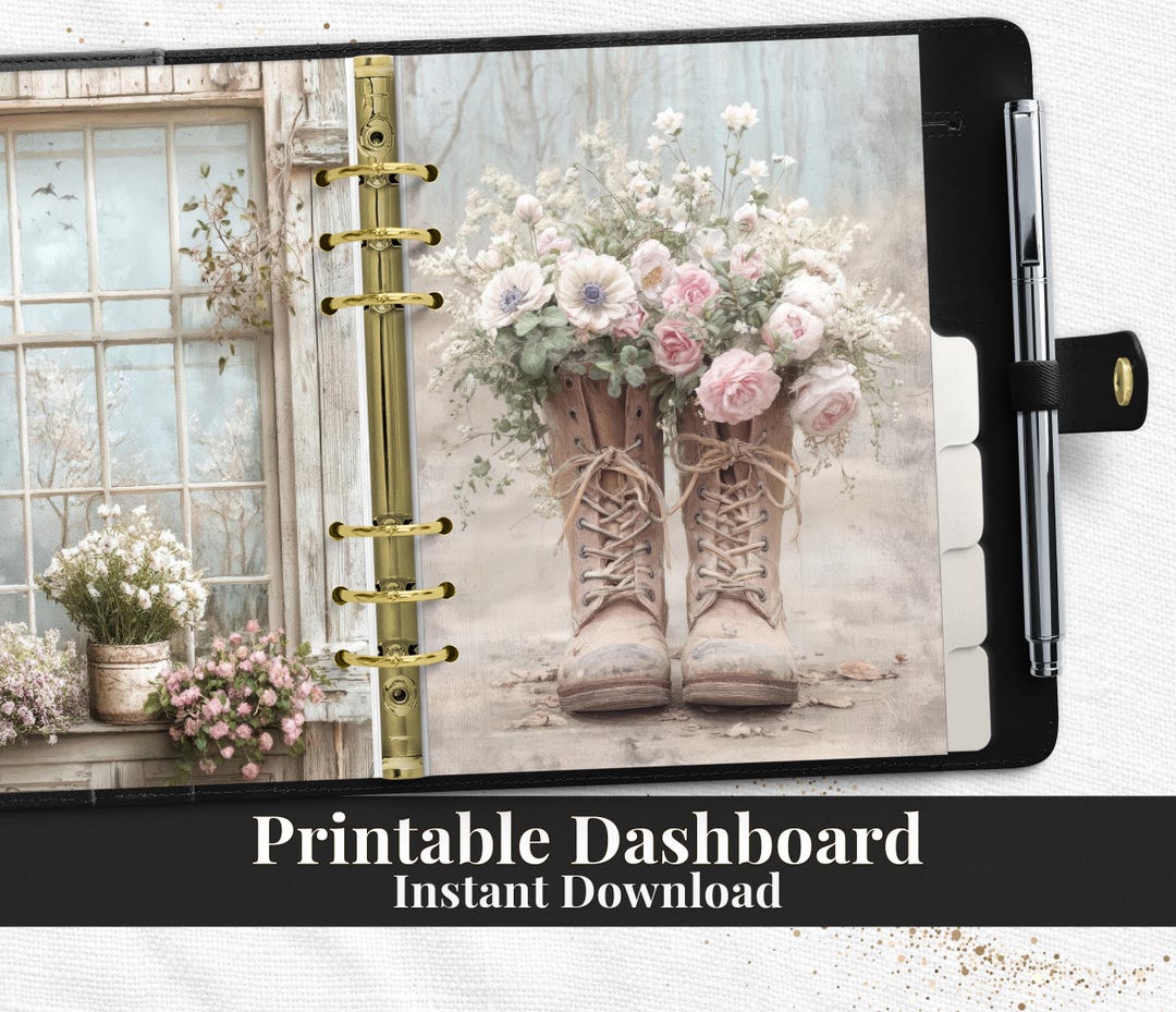 Floral Boots Planner Dashboard Divider PDF Digital Download Printable ...