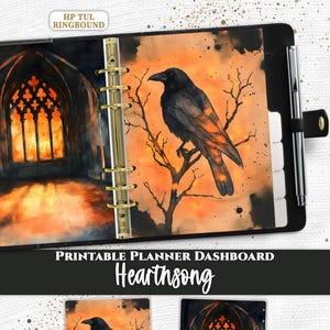Gothic Raven Window Planner Dashboard Divider PDF Digital Download Printable for Happy Planner A5 A6 Pocket TUL US Letter A4