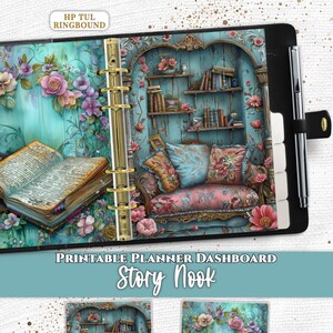 Library Nook Planner Dashboard Divider PDF Digital Download Printable for Happy Planner A5 A6 Pocket TUL US Letter A4