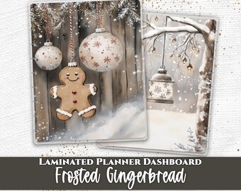 Frosted Gingerbread Laminated Planner Dashboard | Happy Planner, TUL, Ring Planner Divider | A5 B6 Personal Pocket Journal Insert
