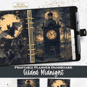 Moon Clocktower Planner Dashboard Divider PDF for Happy Planner A5 A6 Pocket Half Letter in US Letter and A4 Instant Download