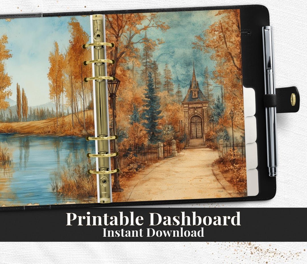Autumn Gatehouse Planner Dashboard Divider PDF for Happy Planner A5 A6 ...