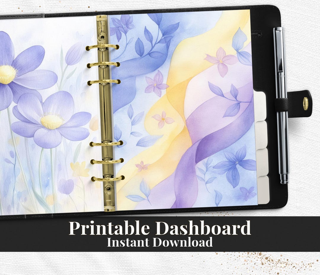 Pastel Abstract Floral Printable Planner Dashboard PDF in Happy Planner ...