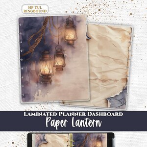 Rustic Lantern Planner Dashboard | Happy Planner, TUL, Ring Planner | Laminated Discbound Insert | Warm Glow, Moody Evening