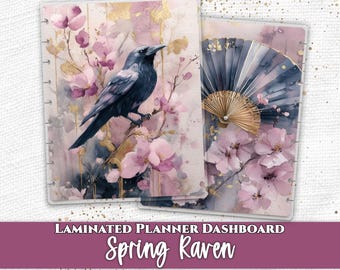 Spring Raven Laminated Planner Dashboard | Happy Planner, TUL, Ring Planner Divider | A5 B6 Personal Pocket Journal Insert