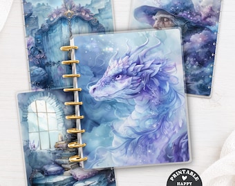Lavender Dragon Planner Cover Printable PDF for Happy Planner TUL Erin Condren 7x9 A4 US Letter Instant Download 210