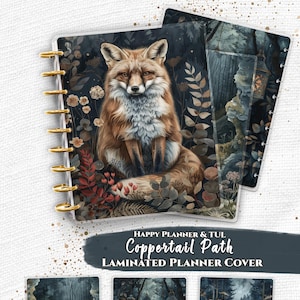 Laminated Planner Cover Set | Happy Planner and TUL | Fantasy Woodland Fox, Lantern Forest Path | Disc Bound Spiral Notebook